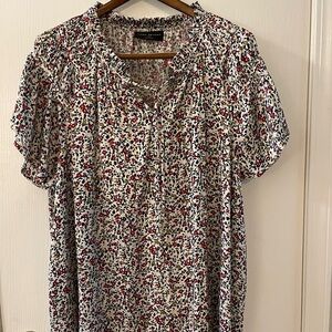 Lane Bryant Red and Black Floral Blouse